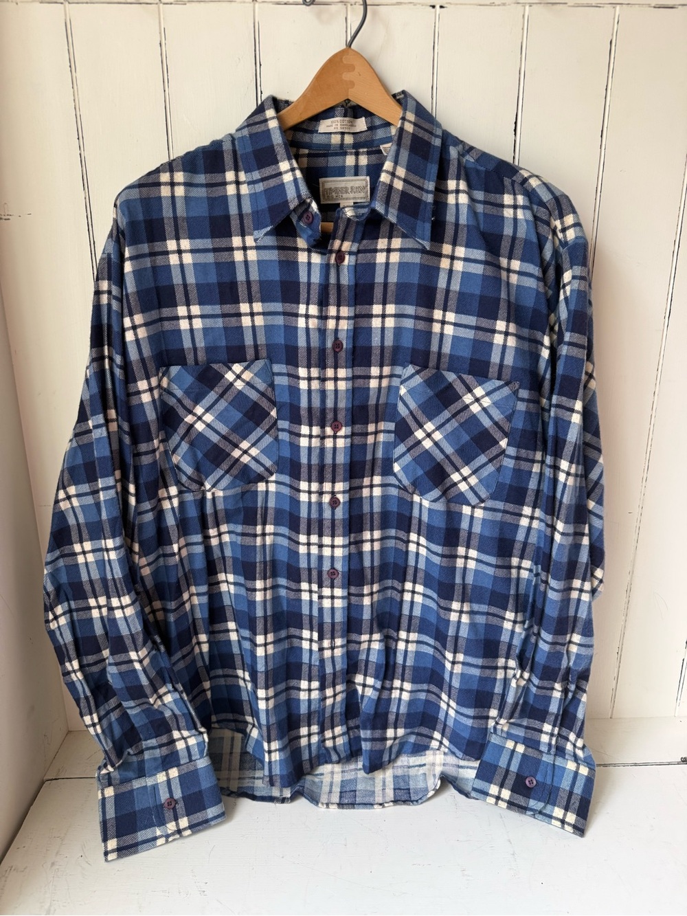 Timber Run Vintage 90s Blue Plaid Flannel Shirt Oversized Mens 2XL